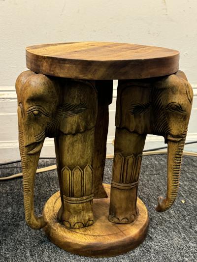 MODERN CARVED WOOD DUAL ELEPHANT TABLES