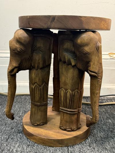 MODERN CARVED WOOD DUAL ELEPHANT TABLES