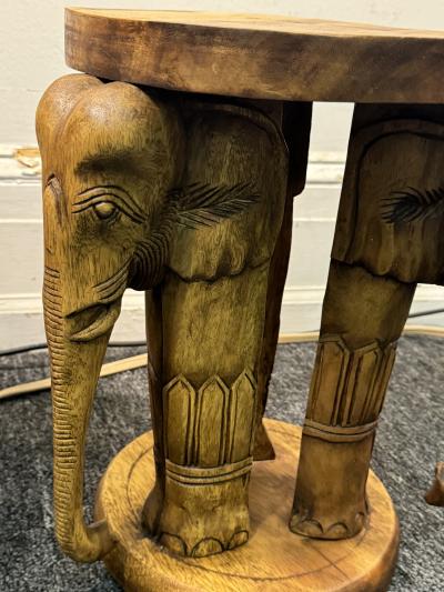 MODERN CARVED WOOD DUAL ELEPHANT TABLES