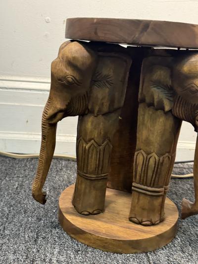 MODERN CARVED WOOD DUAL ELEPHANT TABLES