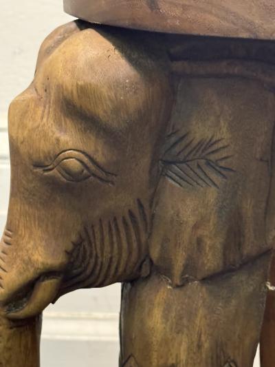 MODERN CARVED WOOD DUAL ELEPHANT TABLES