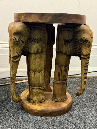 MODERN CARVED WOOD DUAL ELEPHANT TABLES