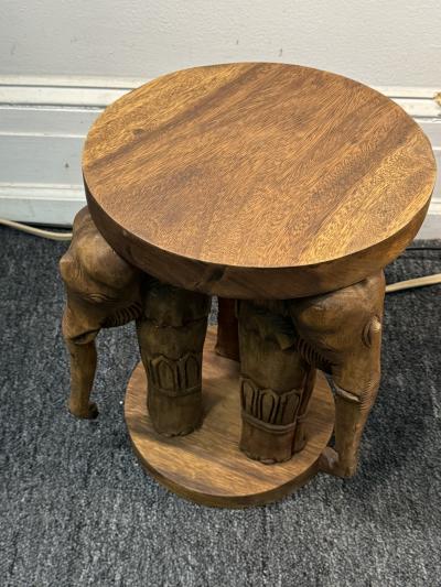 MODERN CARVED WOOD DUAL ELEPHANT TABLES