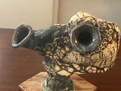 MODERN CHERUB HEAD ART POTTERY VASE SCULPTURE