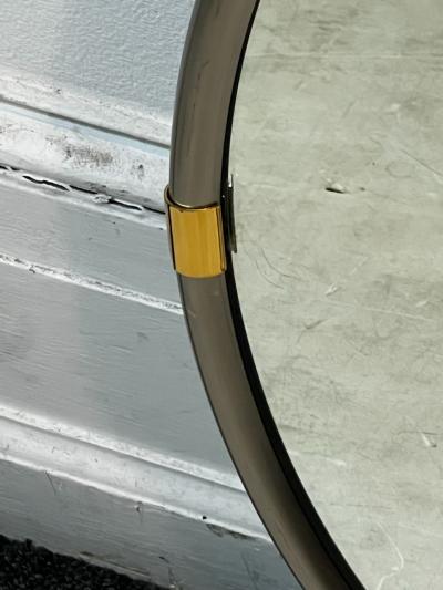 MODERN CHROME BRASS ACCENT ROUND MIRROR