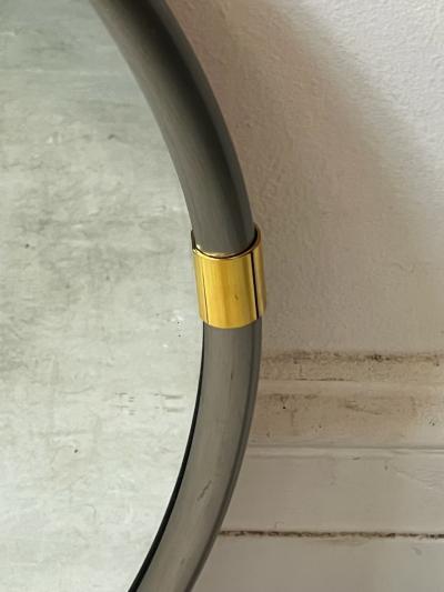 MODERN CHROME BRASS ACCENT ROUND MIRROR