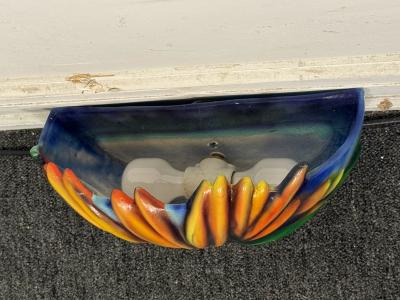 MODERN COLORFUL BIRD OF PARADISE CERAMIC SCONCE SIGNED
