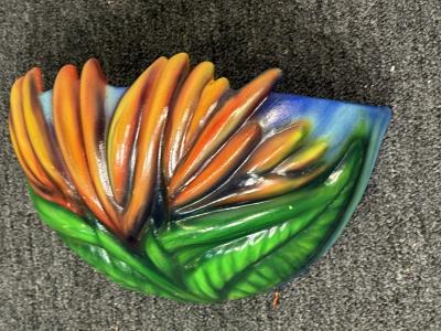 MODERN COLORFUL BIRD OF PARADISE CERAMIC SCONCE SIGNED