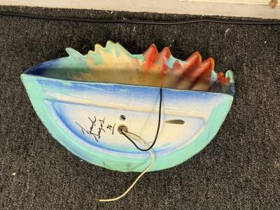 MODERN COLORFUL BIRD OF PARADISE CERAMIC SCONCE SIGNED