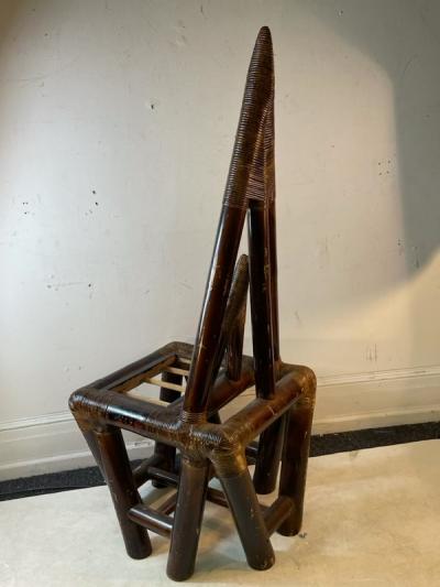 MODERN CUBISTIC BAMBOO AND RATTAN CHAIR