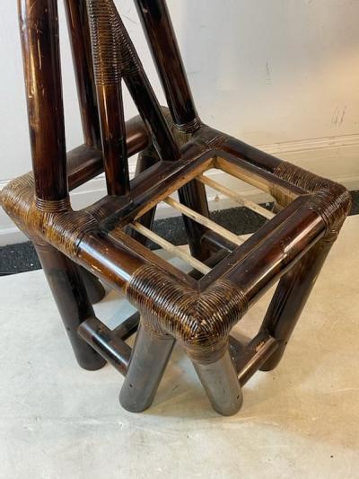 MODERN CUBISTIC BAMBOO AND RATTAN CHAIR