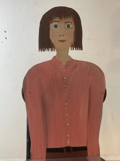 MODERN HAND PAINTED FOLK ART WOMAN CHAIR