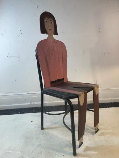 MODERN HAND PAINTED FOLK ART WOMAN CHAIR