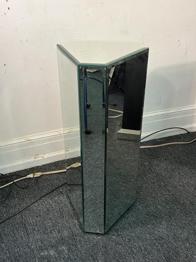 MODERN HEXAGONAL BEVELED MIRRORED PEDESTAL