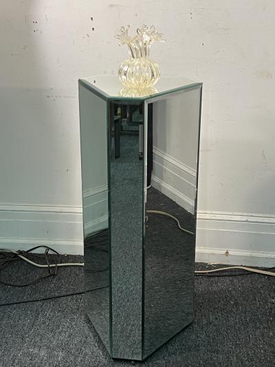 MODERN HEXAGONAL BEVELED MIRRORED PEDESTAL