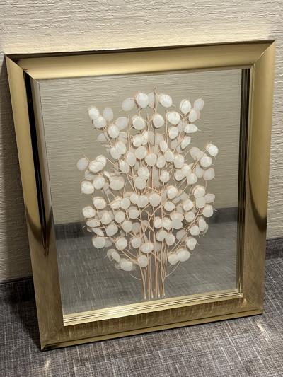 MODERN MIRROR WITH SILVER DOLLAR TREE IMAGE