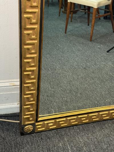 MODERN NEOCLASSICAL BLACK AND GOLD WOOD GREEK KEY MIRROR