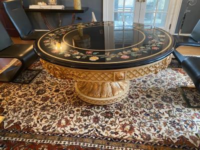 MODERN NEOCLASSICAL PIETRA DURA STYLE DINING TABLE