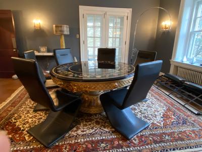 MODERN NEOCLASSICAL PIETRA DURA STYLE DINING TABLE
