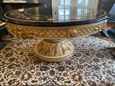 MODERN NEOCLASSICAL PIETRA DURA STYLE DINING TABLE