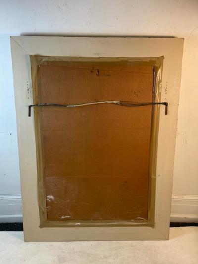MODERN OFF WHITE GRASSCLOTH MIRROR