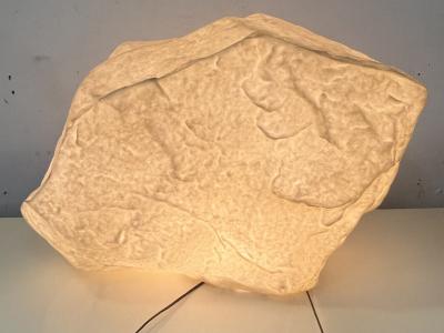 MODERN PAIR OF CAST PLASTIC LARGE AND SMALL ILLUMINATED ROCKS