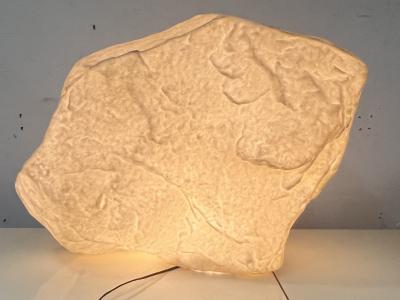 MODERN PAIR OF CAST PLASTIC LARGE AND SMALL ILLUMINATED ROCKS