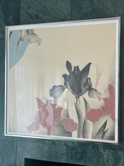 MODERN PAIR OF IRIS PAINTINGS BY CAROL SCOTT