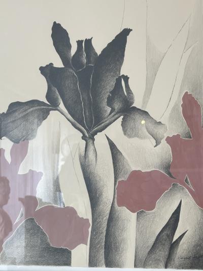 MODERN PAIR OF IRIS PAINTINGS BY CAROL SCOTT