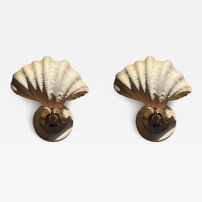 MODERN PAIR OF LARGE CLAM SHELL WALL SCONCES