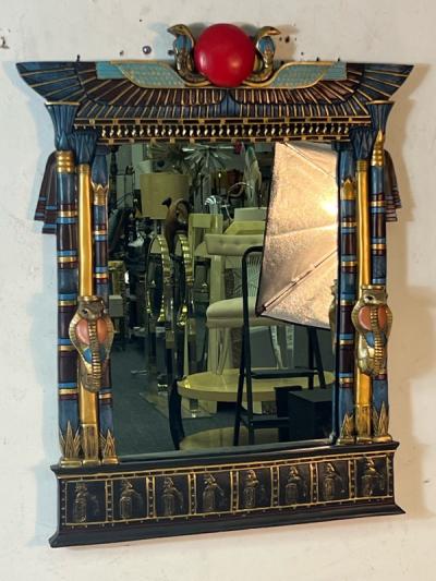 MODERN PAIR OF MULTI COLOR EGYPTIAN MOTIF MIRRORS
