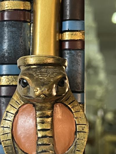 MODERN PAIR OF MULTI COLOR EGYPTIAN MOTIF MIRRORS