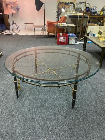 MODERN PATINATED BRONZE METAL AND GILT ROPE AND TASSEL COFFEE TABLE