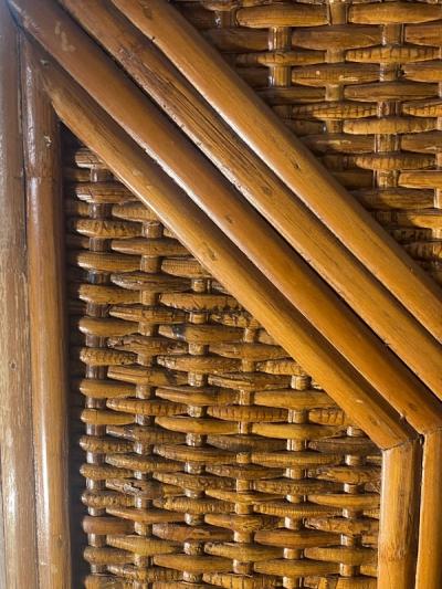 MODERN RATTAN AND BAMBOO RECTANGULAR MIRROR