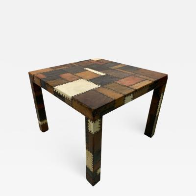 MODERN STUDDED LEATHER PATCHWORK TABLE