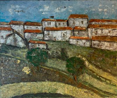 MODERN TUSCANY HILLSIDE VILLAGE PAINTING