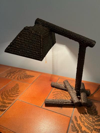 MODERNIST 1940S FAUX BOIS FORM DESK LAMP