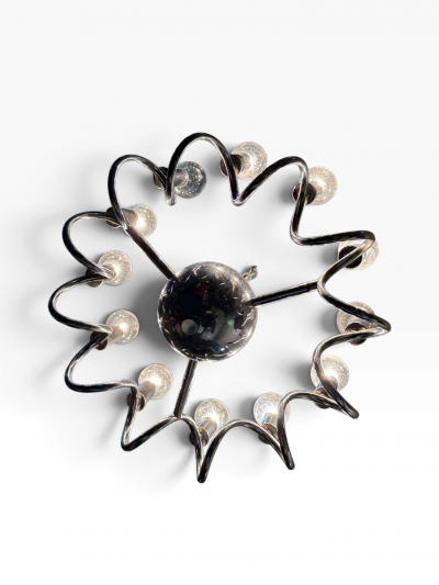 MODERNIST 1970S CHROME SPIRAL 12 LIGHT CHANDELIER