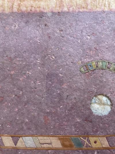 MODERNIST ABSTRACT CUT COLORED AND SHAPED WOOL LUCITE FRAMED ART