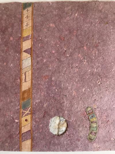 MODERNIST ABSTRACT CUT COLORED AND SHAPED WOOL LUCITE FRAMED ART