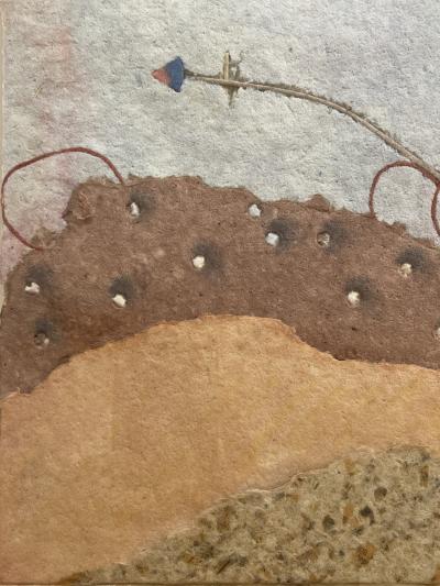 MODERNIST ABSTRACT CUT COLORED AND SHAPED WOOL LUCITE FRAMED ART