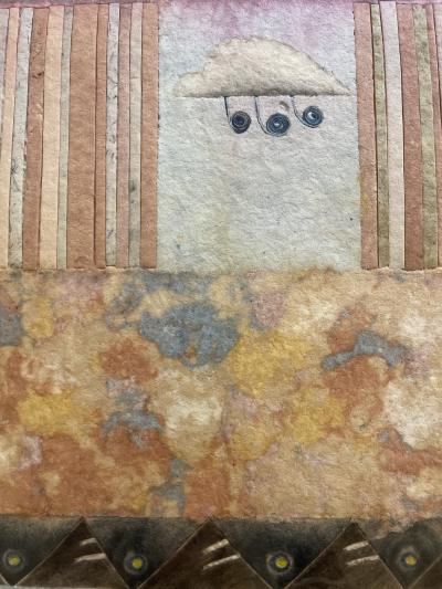 MODERNIST ABSTRACT CUT COLORED AND SHAPED WOOL LUCITE FRAMED ART