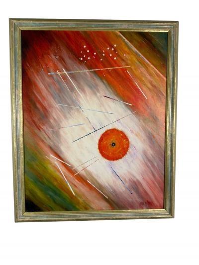 MODERNIST ABSTRACT PAINTING OCULUS SIGNED