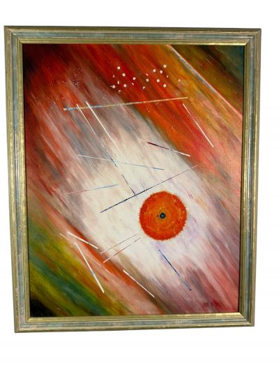 MODERNIST ABSTRACT PAINTING OCULUS SIGNED