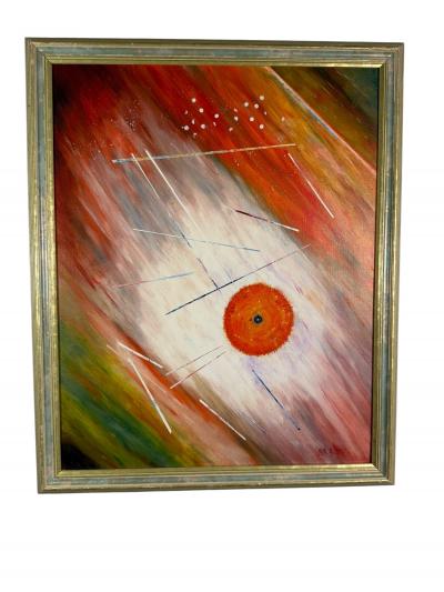 MODERNIST ABSTRACT PAINTING OCULUS SIGNED