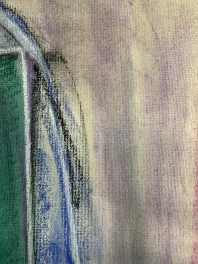 MODERNIST ABSTRACT WITH STAR CUBISTIC PASTEL DRAWING IN CERUSED FRAME