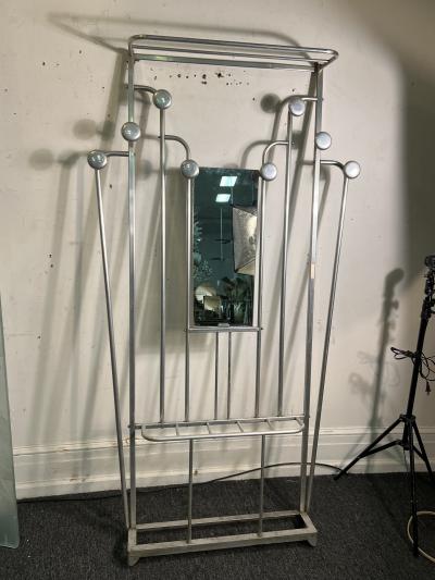 MODERNIST ALUMINUM ART DECO HALL RACK