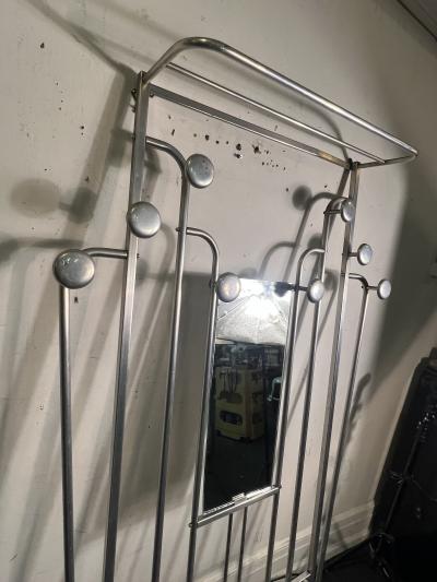 MODERNIST ALUMINUM ART DECO HALL RACK