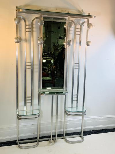 MODERNIST ART DECO ALUMINUM HALL RACK