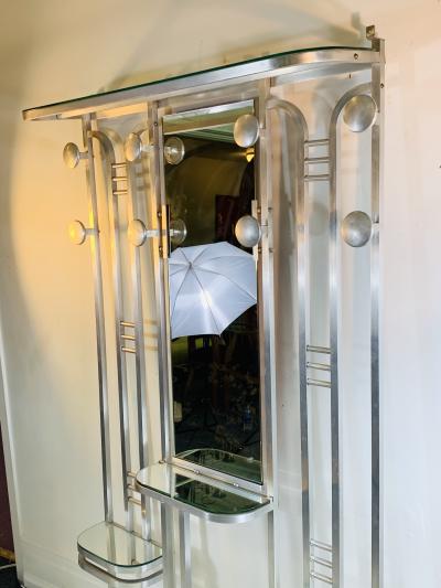 MODERNIST ART DECO ALUMINUM HALL RACK